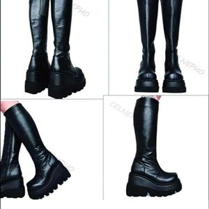 Black Knee Platform Boots